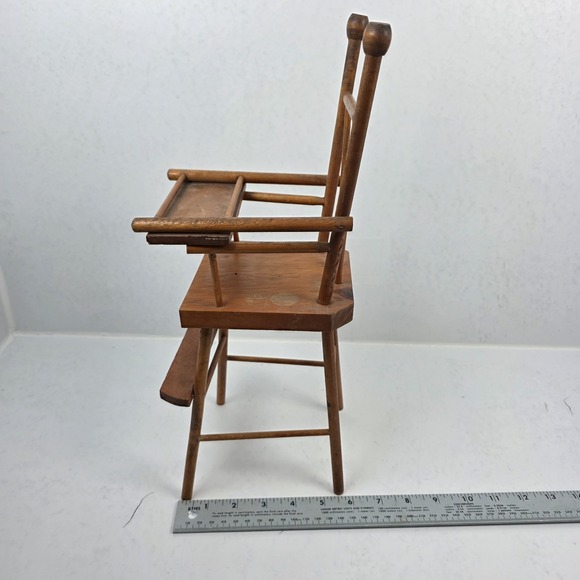 Vintage Doll or Teddy Bear Wood High Chair Movable Lap Tray 15" - Picture 9 of 9